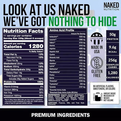 NAKED Chocolate Peanut Butter Mass - 1,280 Calories, 50G Protein, Nothing Artificial. All Natural