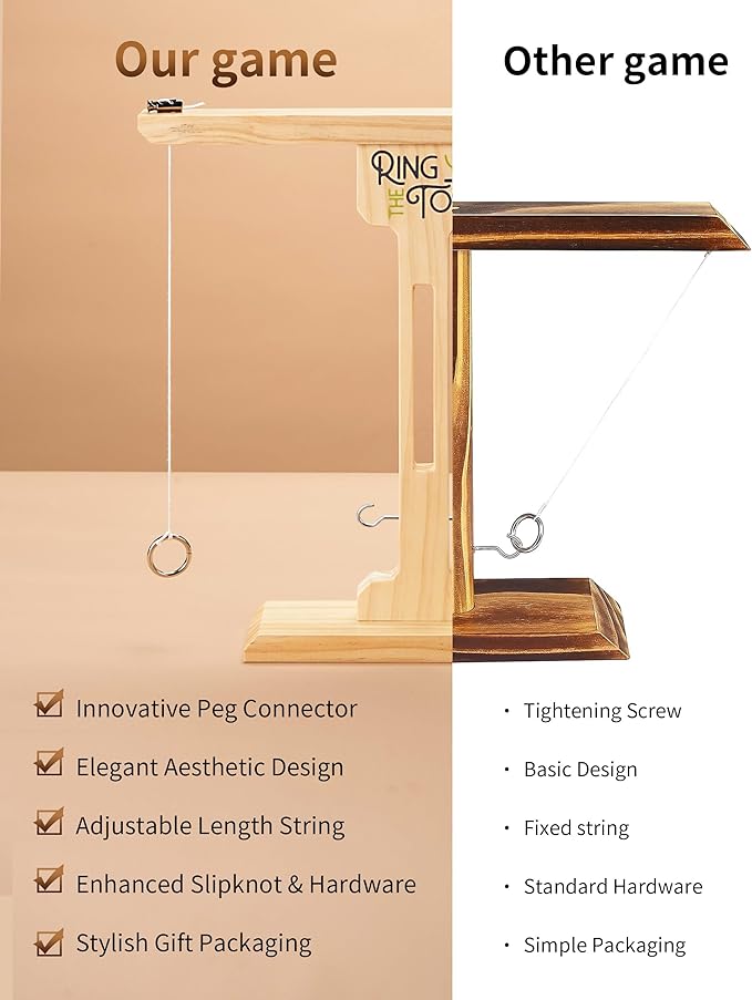 Ring Toss Game for Adults, 3-Second Instant Assembly Hook and Ring Game with Sturdy Structure, XL