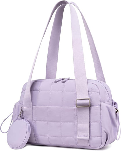 CAMTOP Mini Gym Bag for Women, Small Gym Tote Bag Puffy Quilted Sports Duffel Bag with Wet