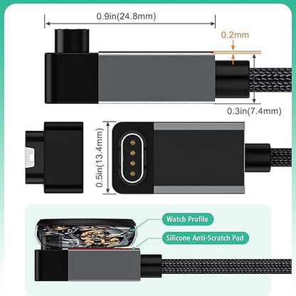 AGVEE 2 Pack 6.6ft Charger for Garmin Watch, L-Shape Zero Gap Charging Cable for Fenix, Forerunner