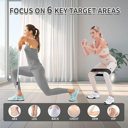 9 PCS Fabric Resistance Bands Set for Working Out, Non-Slip Exercise Booty Bands for Women & Men