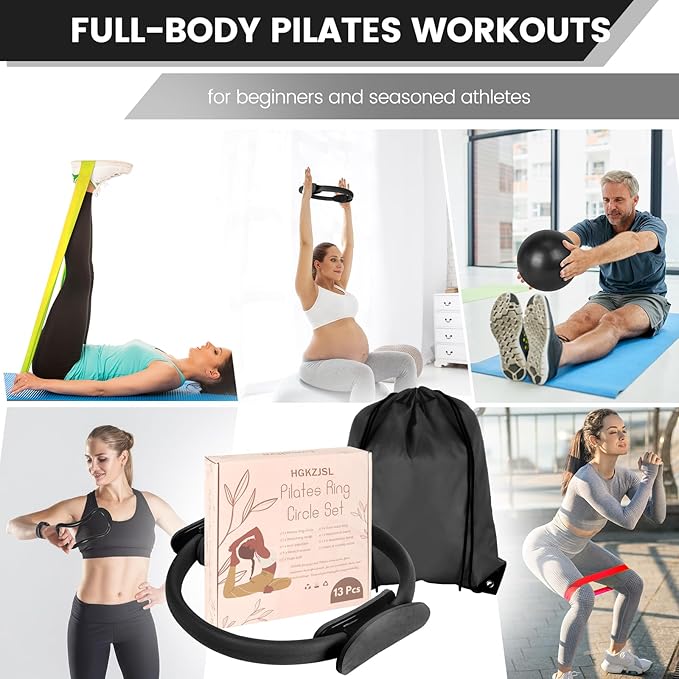 Home Pilates Essentials Kit for Women,Pilates Equipment Set with 9 Inch Yoga Ball,Figure 8