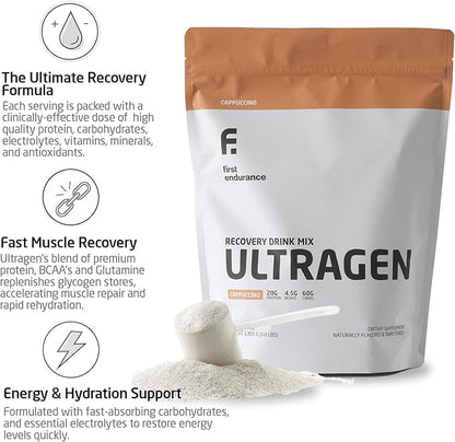 FIRST ENDURANCE Ultragen Workout Recovery Drink Powder, Protein Mix, Boosts Energy, Accelerates