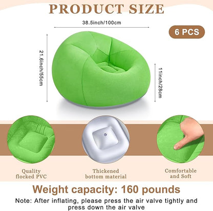 Realspring 6 Pcs Bean Bag Chairs for Adults Inflatable Chairs with Electric Air Pump,Blow up Couch