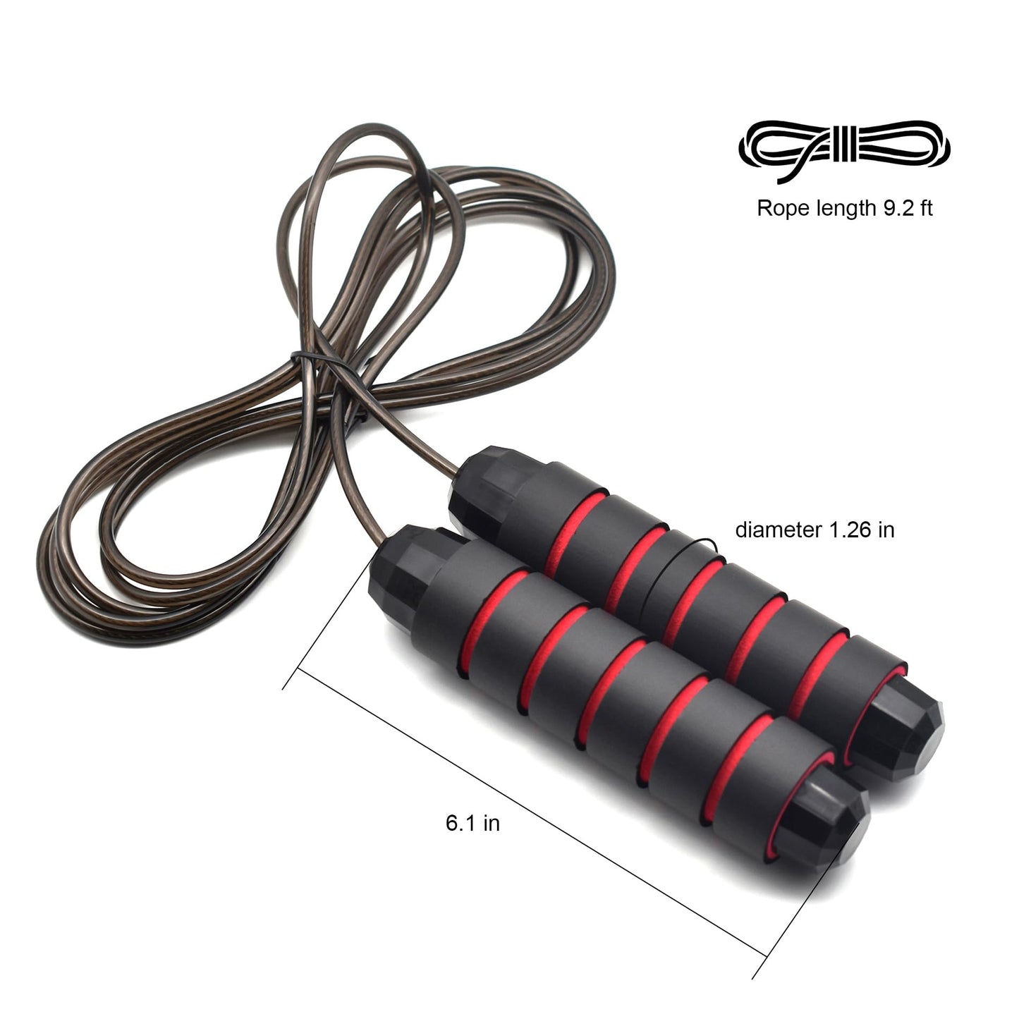 BOOMIBOO Jump Rope, Adjustable Jump Ropes,Skipping Rope Tangle-Free Rapid Speed with Ball Bearings