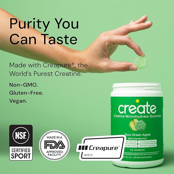 Creatine Monohydrate Gummies for Men & Women - Boost Focus, Strength, and Endurance, Anti-Melting