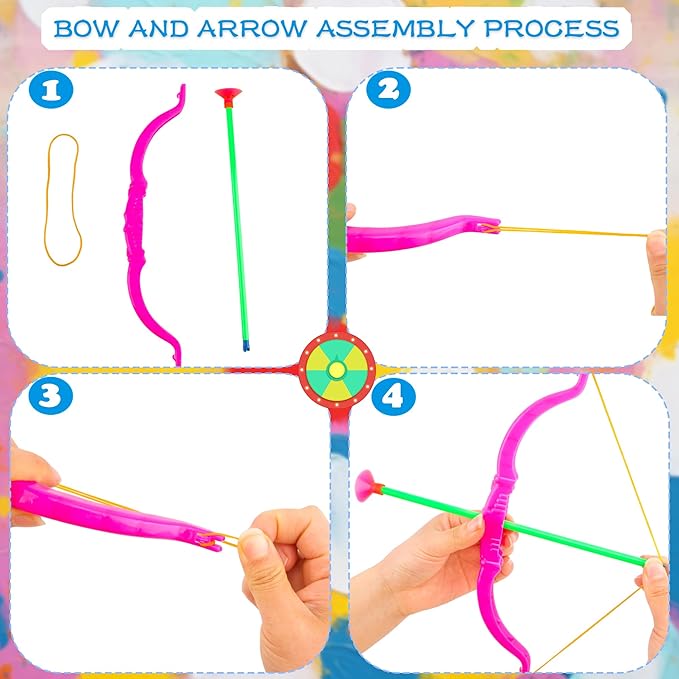 60 Pack Kids Bow and Arrow Sets Mini Bow and Toy Arrow Small Archery Bow Shooter for Kids Sports