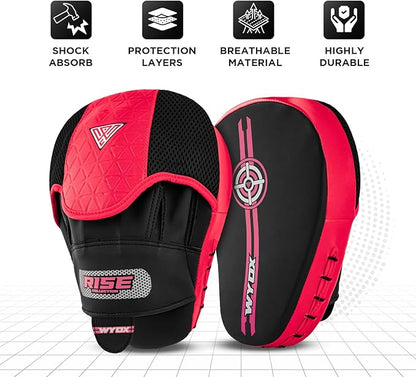 WYOX Curved Focus Mitts for Boxing & MMA | Durable PU Leather Punching Pads with Adjustable Strap |