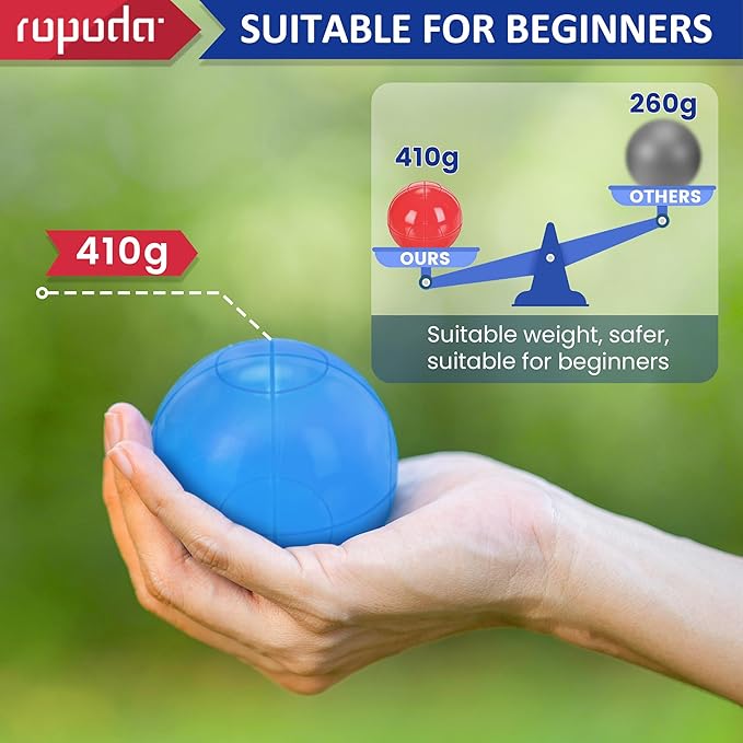 ropoda 90mm Bocce Ball Set, Lighter Bocce Ball for Beginners with 8 Balls, Pallino, Case and