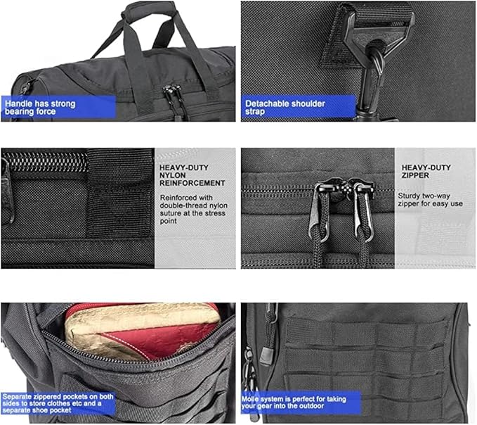 Gym Bag for Women & Men Tactical Duffle Military Weekender Work Out Lightweight Waterproof Sports