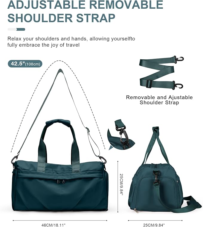 Gym Bag for Women Men, Sport Duffel Bag with Toiletry Bag & Shoe Compartment,Waterproof Travel
