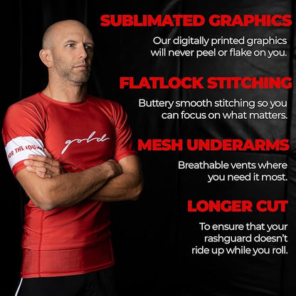 Gold BJJ Foundation Rash Guard - Ranked No-Gi and Gi Jiu Jitsu Rashguard
