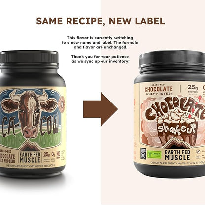 Earth Fed Muscle Chocolate Shakeup Truly Grass Fed Whey Protein Isolate NSF-Certified. No