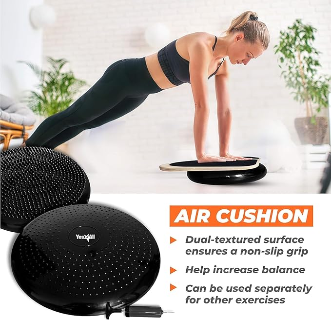 Yes4All Balance Board Sports Trainer, Surf Trainer Board With Adjustable Stoppers, Improve Core