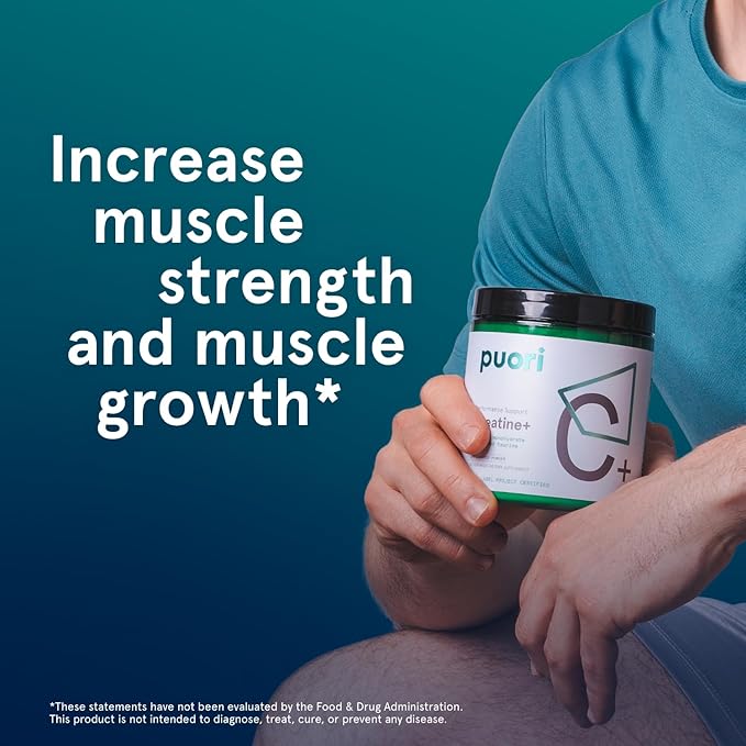 Puori Creatine Monohydrate Powder with Taurine - Unflavored Creatine Powder, Pre-Workout Supplement