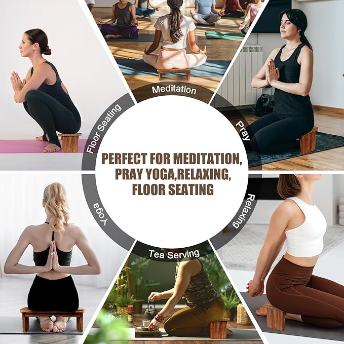 Yoga Meditation Benches - Yoga Bench,Wooden Zen Meditation Stool Kneeling Bench for Yoga Practice