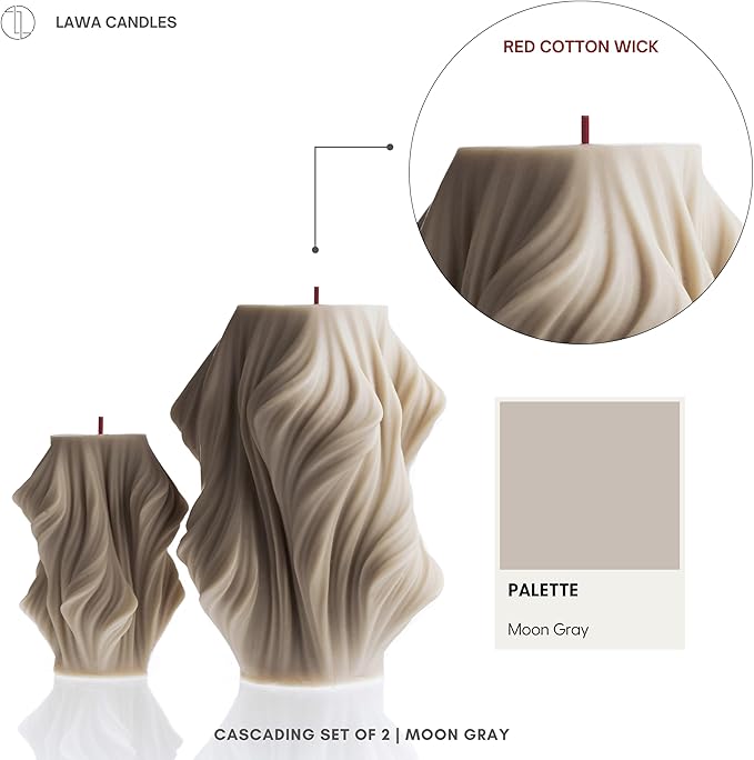 LAWA Cascading Wave Candle - Beautiful Handmade Pillar Scented Soy Wax Elegant Bubble Aesthetic