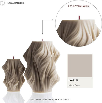LAWA Cascading Wave Candle - Beautiful Handmade Pillar Scented Soy Wax Elegant Bubble Aesthetic
