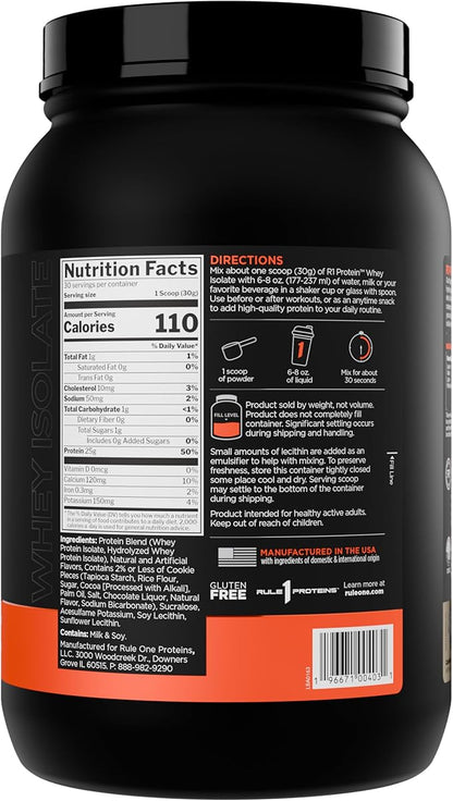 Rule 1 R1 Protein Whey Isolate - with 25g Protein & 6g BCAA Exclusively from Isolated & Hydrolyzed
