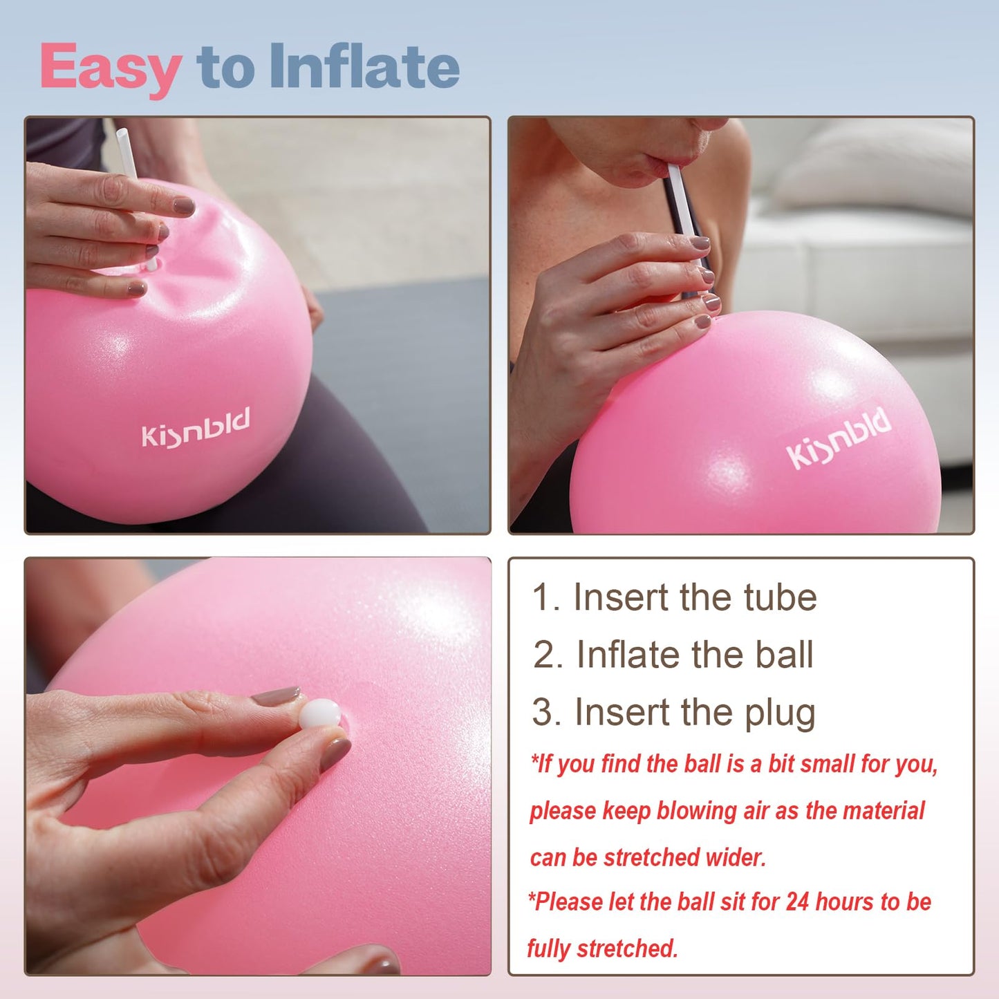 kisnbld Small Exercise Ball, 9 Inch Mini Pilates Ball, Anti Burst and Slip Resistant Mini Yoga Ball