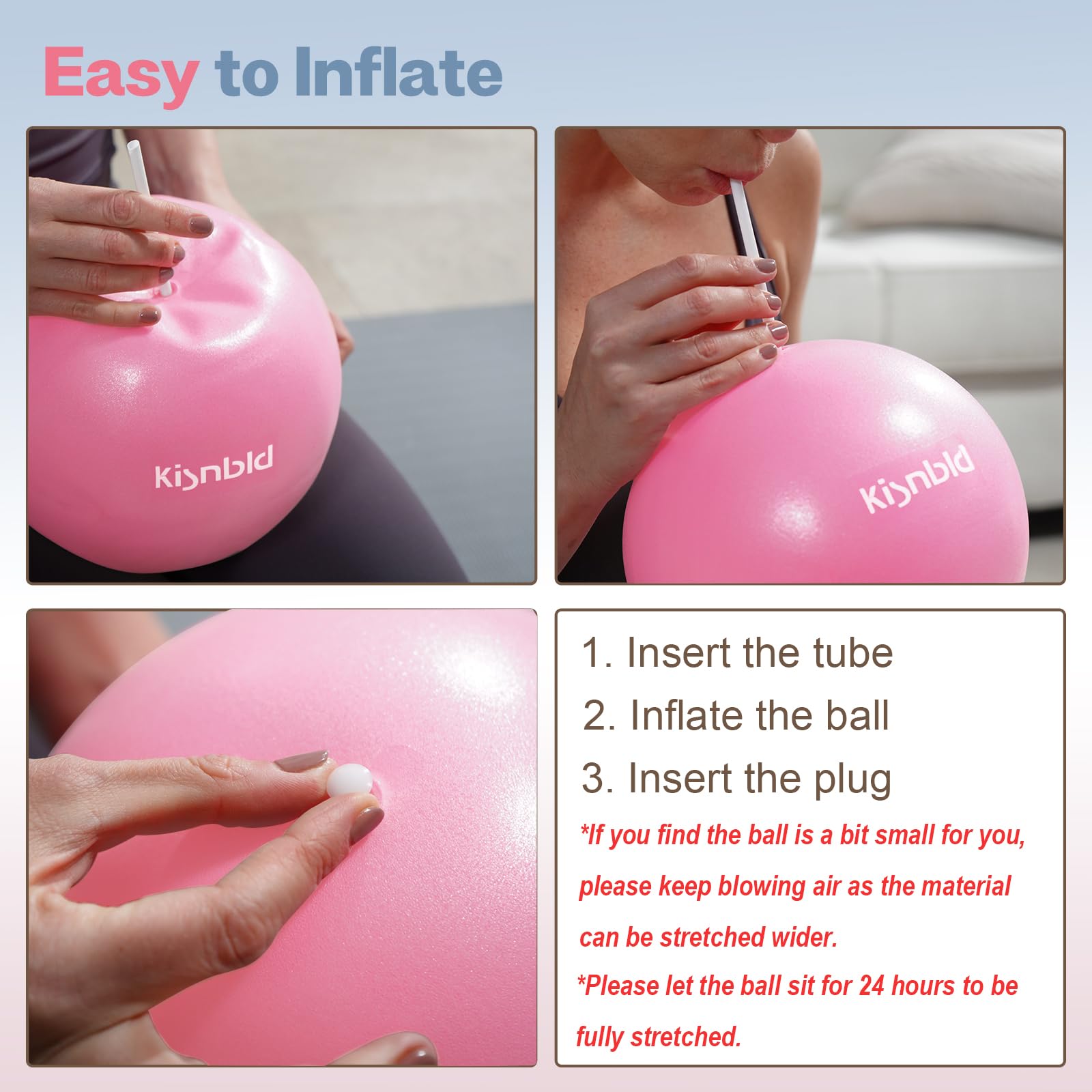 kisnbld Small Exercise Ball, 9 Inch Mini Pilates Ball, Anti Burst and Slip Resistant Mini Yoga Ball
