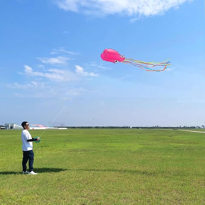 Octopus Kites for Kids & Adults Easy to Fly, 24”x 158” Large Soft Kite Kit for Boys and Girls