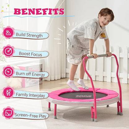 SPORTSOUL Mini Trampoline for Kids 3-6 with Super Safe Foam Handle Bar, 3ft Toddler Trampoline