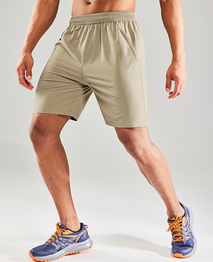 MIER Men's Quick Dry Running Shorts with Zipper Pocket, Elastic Waist Athletic Workout Exercise