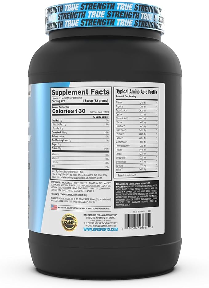 BPI Sports Hydro HD - 100% Hydrolyzed Whey Protein Powder - Muscle Growth, Recovery, 25g of