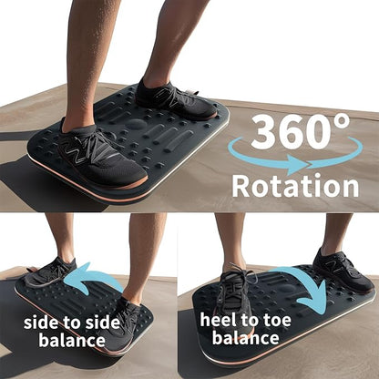 360-Degree Wobble Balance Board for Adults - 2-in-1 Dual-Sided Anti-Fatigue Mat & Stability Trainer