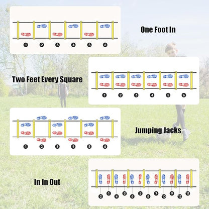 Agility Ladder,Speed Training Equipment Set,20ft Rungs Speed Ladder,Soccer Cones,Jump Rope, Running