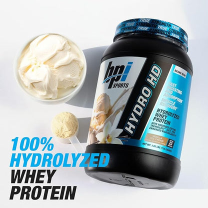 BPI Sports Hydro HD - 100% Hydrolyzed Whey Protein Powder - Muscle Growth, Recovery, 25g of