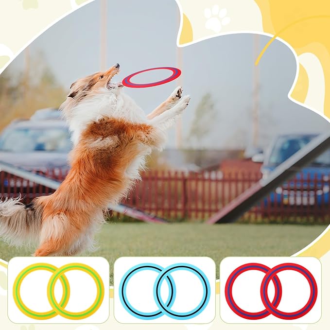 Soulchen 6 Pack Silicone Flying Ring 11 Inch Flying Disc Bulk for Backyard Pool Outdoor Soft Sports