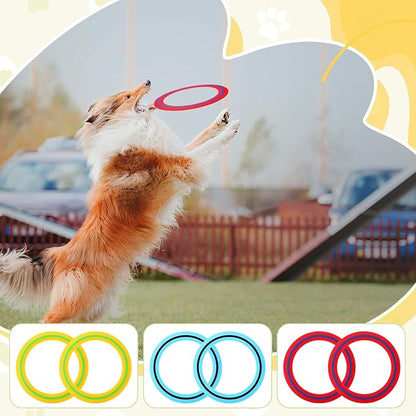 Soulchen 6 Pack Silicone Flying Ring 11 Inch Flying Disc Bulk for Backyard Pool Outdoor Soft Sports