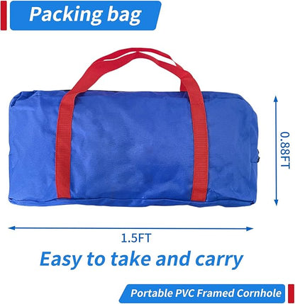 Portable PVC Framed Cornhole Game Set with 2 Collapsible Cornhole Boards, 8 Bean Bags and Carrying