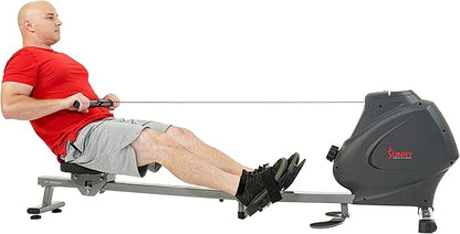 Sunny Health & Fitness Multi-Function Premium Magnetic Rowing Machine, Bicep Curls, Upward Rows