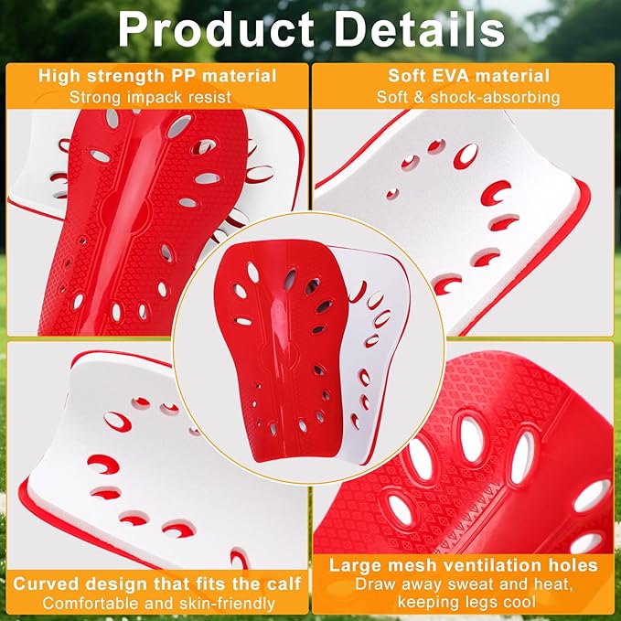 2 Pairs Shin Guards Soccer for Kids,Shin Pads Extra Lightweight Breathable Slide in Shin Guard for