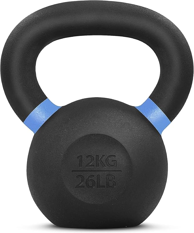 Yes4All Kettlebell, Heavy Duty Powder Coated Cast Iron Kettlebells, Non-Slip Handle & Flat Bottom