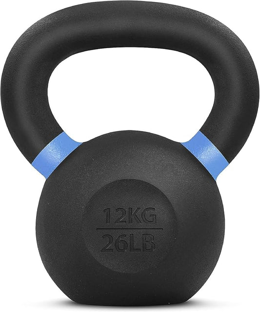 Yes4All Kettlebell, Heavy Duty Powder Coated Cast Iron Kettlebells, Non-Slip Handle & Flat Bottom