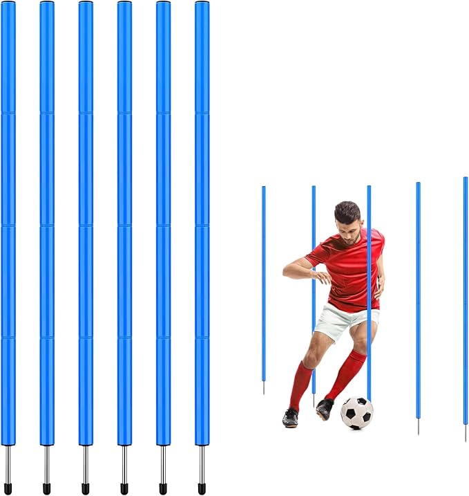 TOBWOLF 6PCS 6FT Adjustable Soccer Agility Training Poles, Detachable Sports Training Speed Sticks