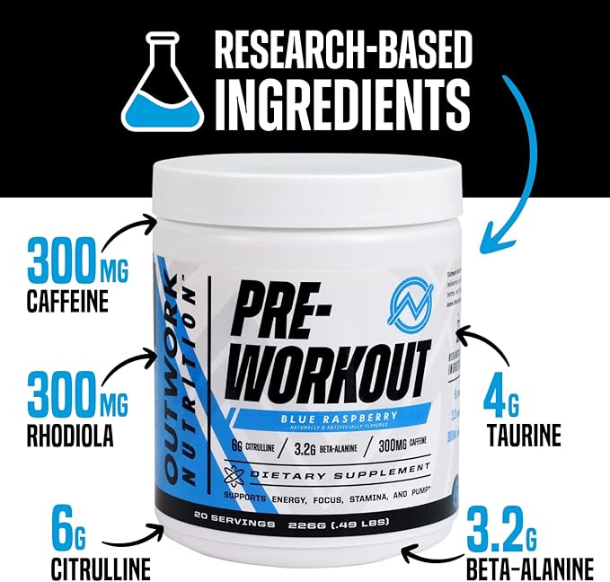 Outwork Nutrition Pre Workout Powder for Men & Women - Pre-Workout Supplements Without Creatine