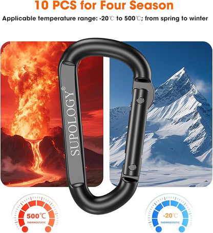 Carabiner Clip, 900 LBS 2.5" Iron Heavy Duty Caribeaners for Hammocks, Camping Accessories, Hiking
