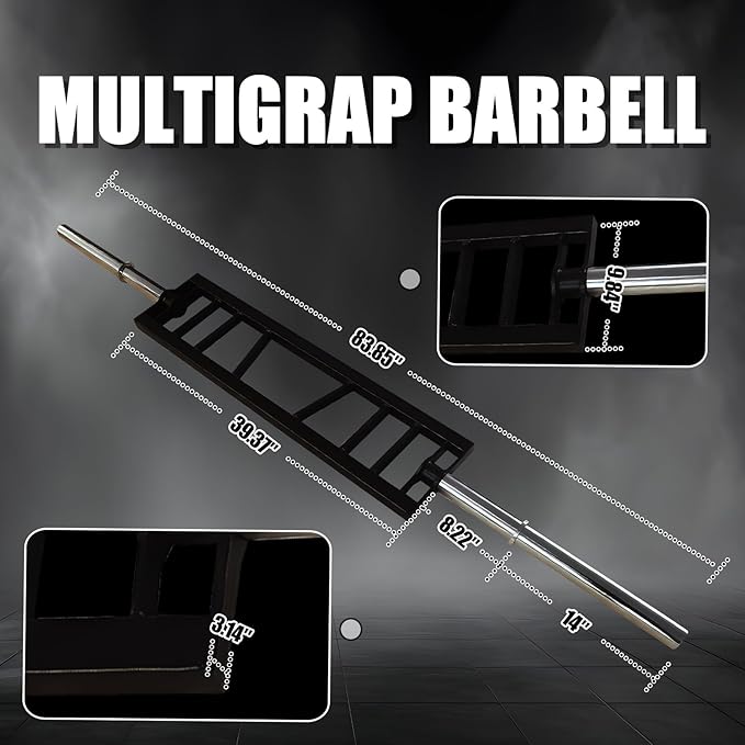 Multi Grip Barbell Swiss Bar | Cambered Barbell Multi Grip Olympic Barbell, Fits 2-inch Olympic