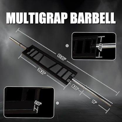 Multi Grip Barbell Swiss Bar | Cambered Barbell Multi Grip Olympic Barbell, Fits 2-inch Olympic