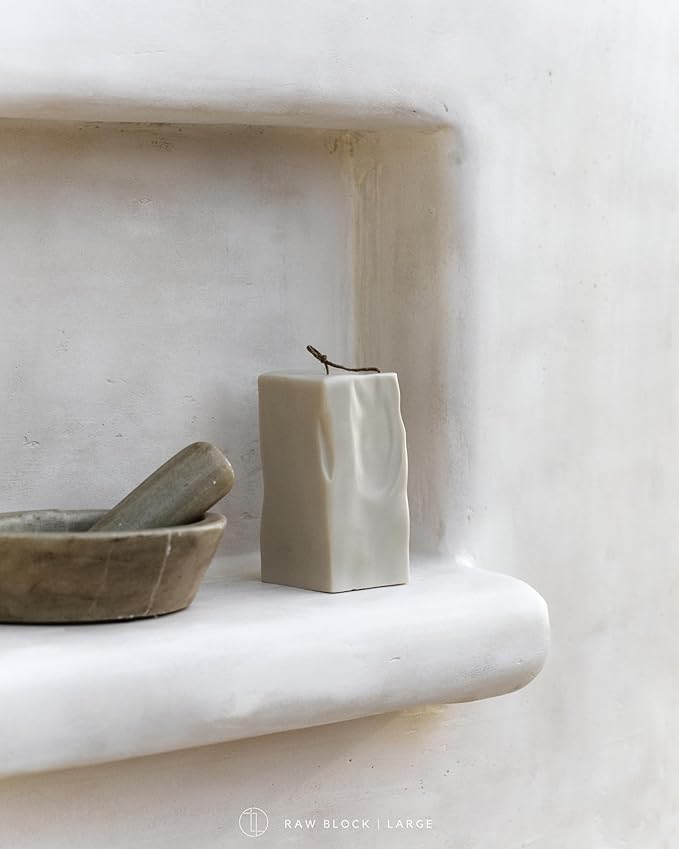 LAWA Raw Block Candle - Beautiful Handmade Pillar Scented Soy Wax Elegant Aesthetic Candle