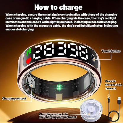 Smart Health Ring for Women Men, Smart Ring Fitness Tracker for iOS Android, Heart Rate, Blood