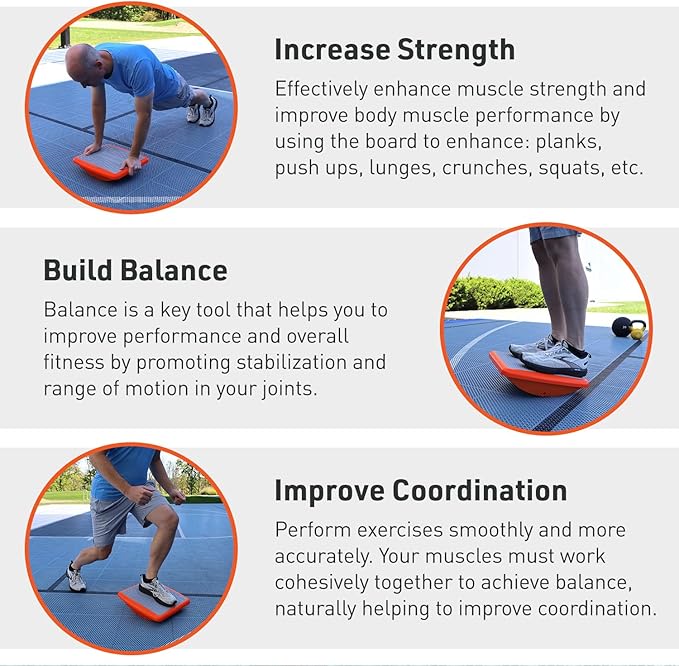 Body Sport Rocker Board for Balance Training, Standing Desk, Physical Therapy & More