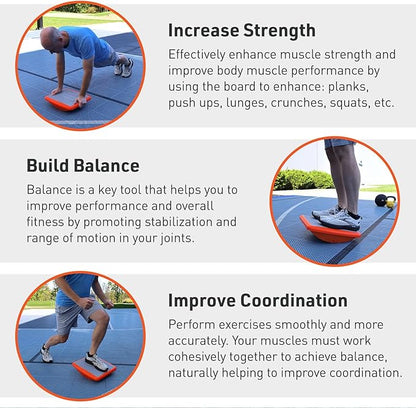 Body Sport Rocker Board for Balance Training, Standing Desk, Physical Therapy & More
