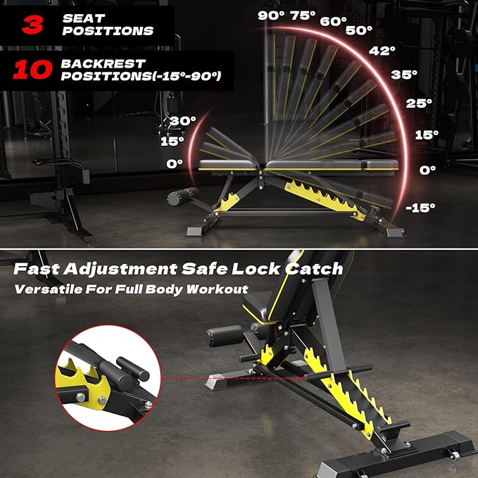 Heavy Duty Bench Adjustable Workout Bench Press Set for Home Gym Strength Training