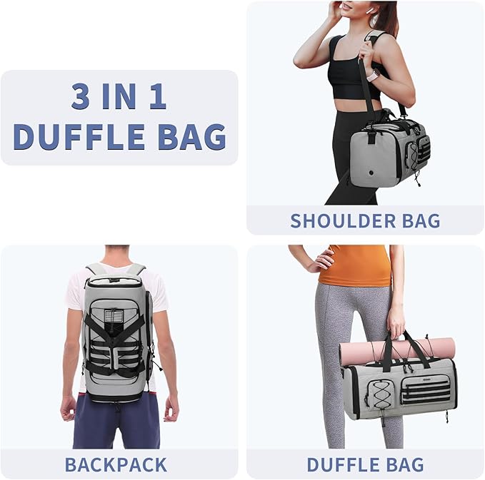 Bosstin Gym Bag for Men & Women,45L Travel Duffle Sports Duffel Bag Gym Weekender Overnight